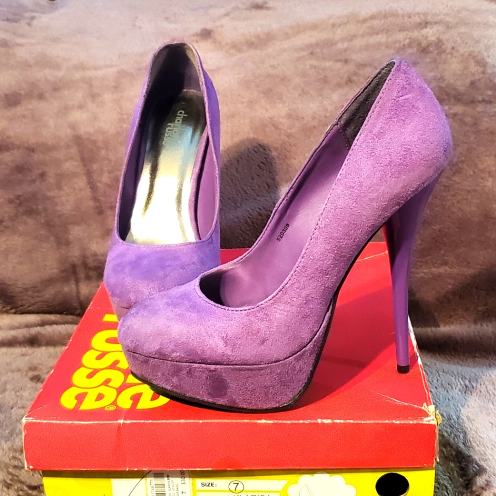 Charlotte Russe Klarisa Bright Purple Suede Heels